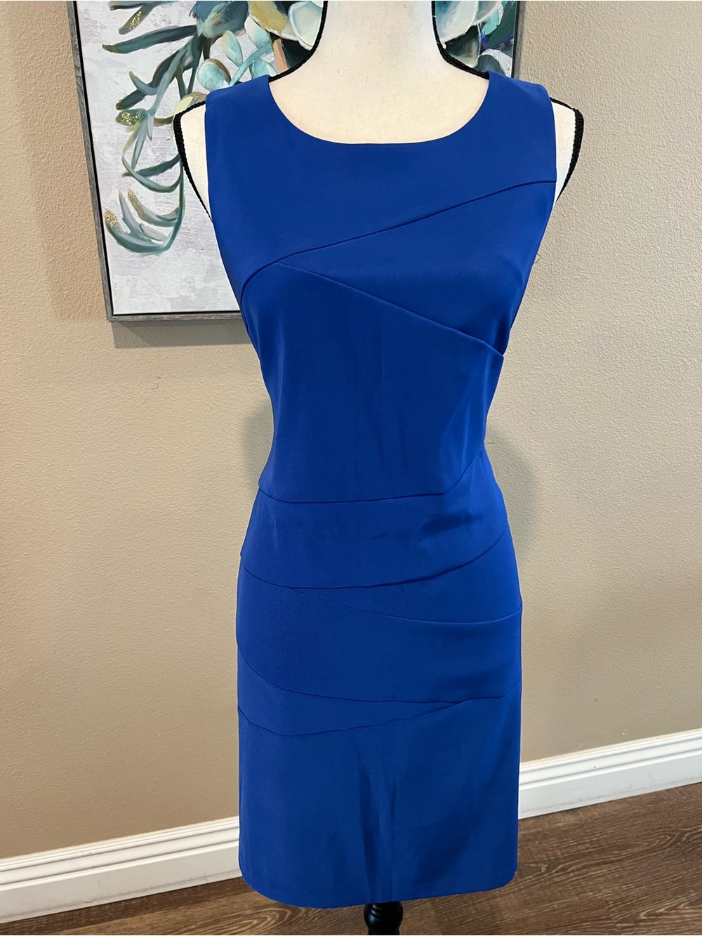Classic Sleeveless Cobalt Midi Sheath Dress